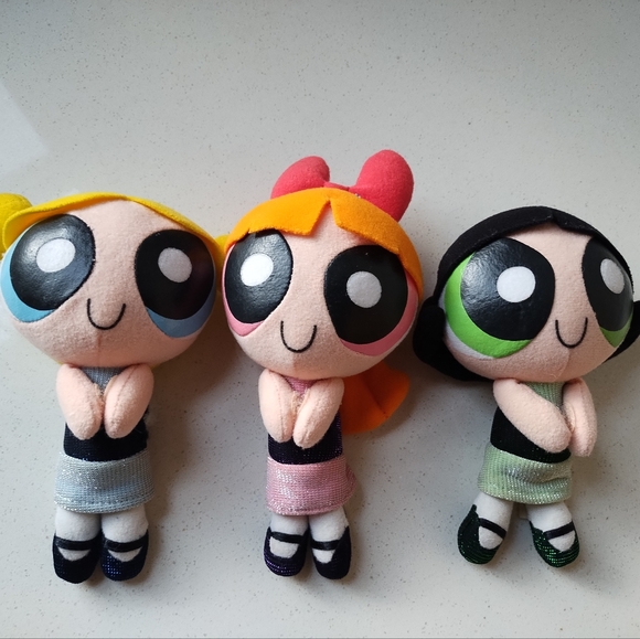 Cartoon Network Other - Vintage 2000 Plush Powerpuff Girl Dolls- Blossom, Bubbles & Buttercup